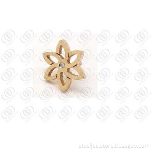 Six Leaf Clover Stainless Steel Earrings 18K Gold With Clea